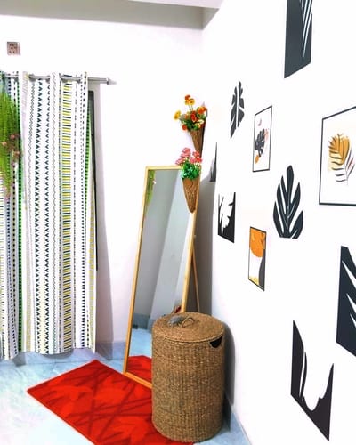 কেরোসিন wood frame stand mirror_img_2