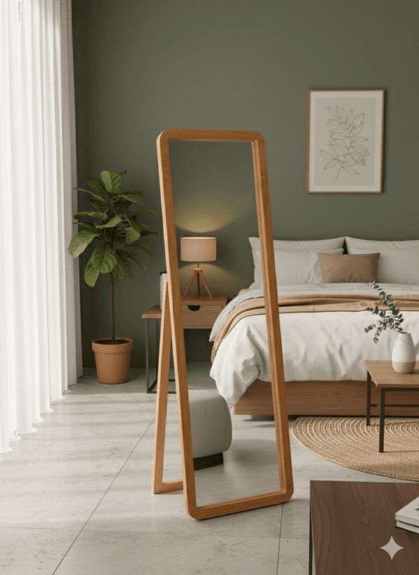 PREMIUM WOOD STAND MIRROR( Sqare Shape)