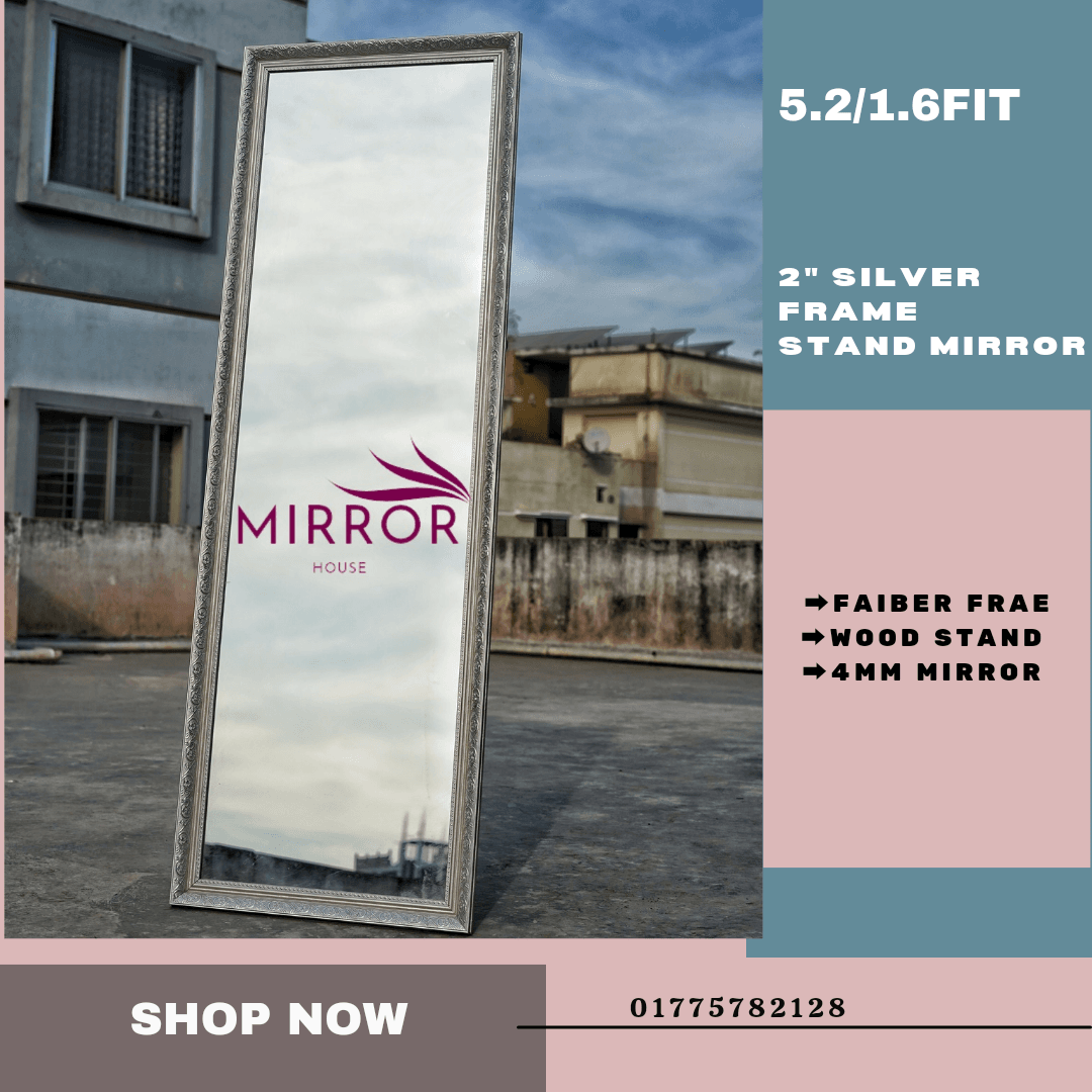Silver Frame Stand Mirror